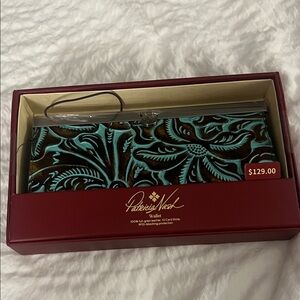 Patricia Nash Turquoise and Brown Floral Wallet